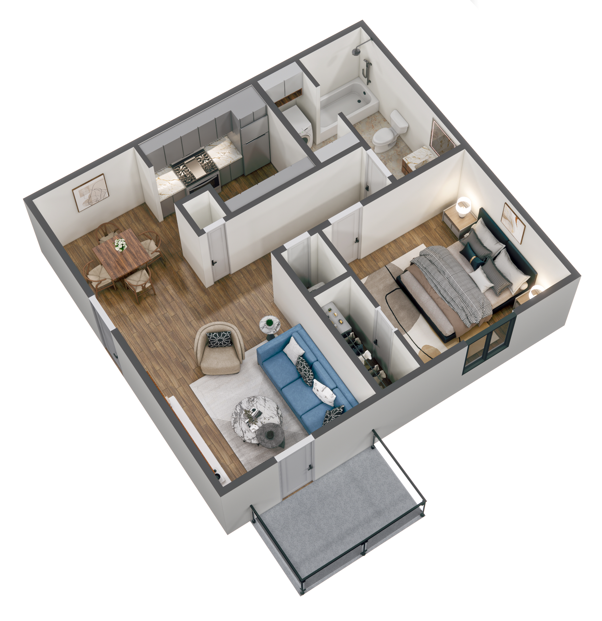 1 Bedroom 1 Bath Floor Plan